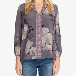 Johnny Was Paris Effortless Silk Blouse Lavendar Purple Xsmall rose white tunic
